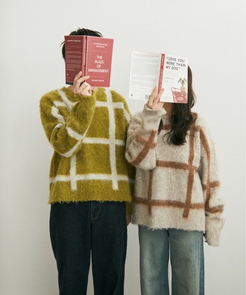 Auntie Rosa（アンティローザ）の「【karin’s direction item】ブークレチェックニット（ニット/セーター・レディース・グリーン/ブラウン・FREE）」の11枚目の写真
