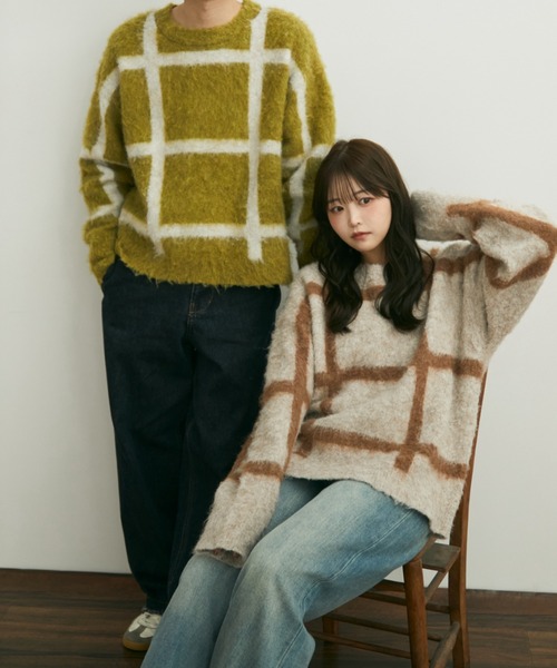 Auntie Rosa（アンティローザ）の「【karin’s direction item】ブークレチェックニット（ニット/セーター・レディース・グリーン/ブラウン・FREE）」の13枚目の写真