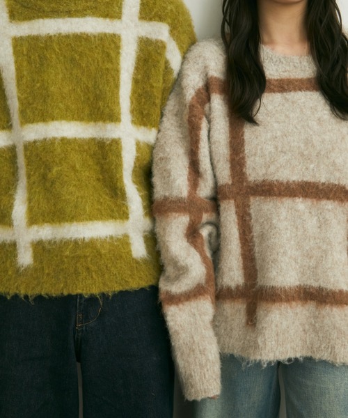 Auntie Rosa（アンティローザ）の「【karin’s direction item】ブークレチェックニット（ニット/セーター・レディース・グリーン/ブラウン・FREE）」の14枚目の写真