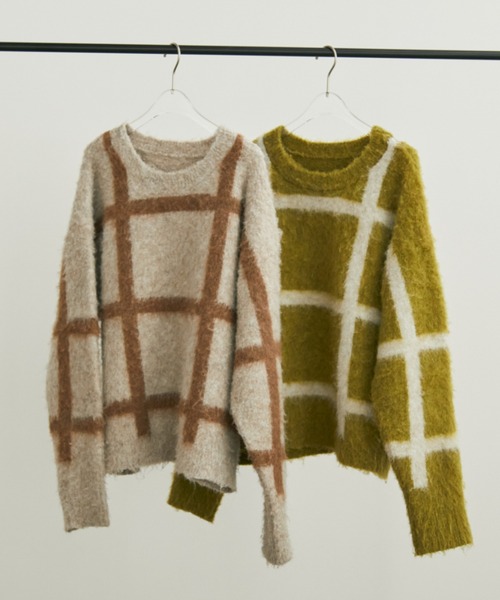 Auntie Rosa（アンティローザ）の「【karin’s direction item】ブークレチェックニット（ニット/セーター・レディース・グリーン/ブラウン・FREE）」の19枚目の写真