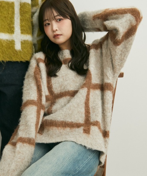 Auntie Rosa（アンティローザ）の「【karin’s direction item】ブークレチェックニット（ニット/セーター・レディース・グリーン/ブラウン・FREE）」の21枚目の写真