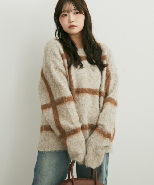 Auntie Rosa（アンティローザ）の「【karin’s direction item】ブークレチェックニット（ニット/セーター・レディース・グリーン/ブラウン・FREE）」の20枚目の写真