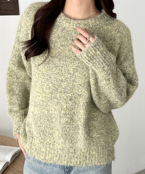 CLEA(クレア)の「オーバーサイズメランジニットトップス(ニット/セーター・レディース・グレー/ブラック/グリーン/ブラウン・FREE)」の21枚目の写真