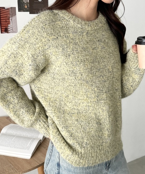 CLEA(クレア)の「オーバーサイズメランジニットトップス(ニット/セーター・レディース・グレー/ブラック/グリーン/ブラウン・FREE)」の20枚目の写真