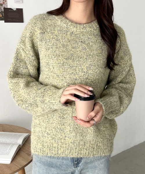 CLEA(クレア)の「オーバーサイズメランジニットトップス(ニット/セーター・レディース・グレー/ブラック/グリーン/ブラウン・FREE)」の19枚目の写真