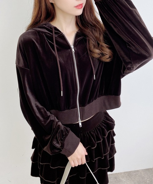 INGNI（イング）の「サイドラインジップベロアパーカー(セットアップ対応)（パーカー・レディース・ブラウン/ブラック/グレー・M）」の18枚目の写真