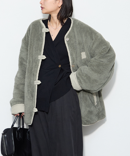 ARMY TWILL（アーミーツイル）の「別注【ARMY TWILL/アーミーツイル】Cotton Nylon Reversible（ブルゾン・レディース・ブラック/ベージュ・FREE）」の9枚目の写真