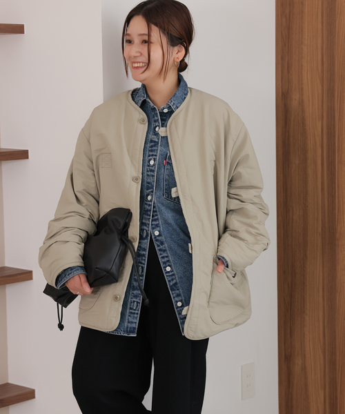 ARMY TWILL（アーミーツイル）の「別注【ARMY TWILL/アーミーツイル】Cotton Nylon Reversible（ブルゾン・レディース・ブラック/ベージュ・FREE）」の12枚目の写真