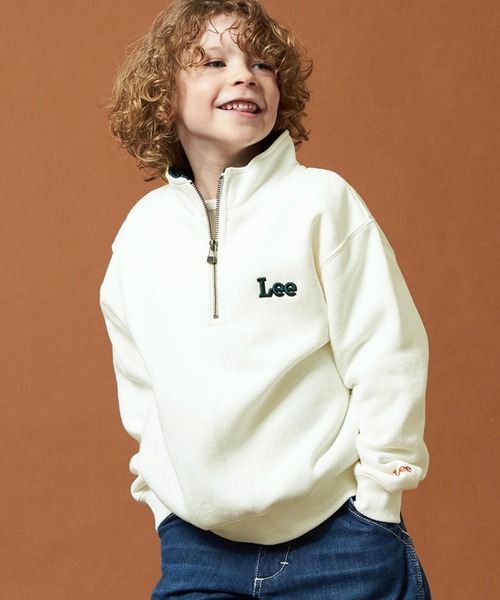 Lee（リー）の「Lee/リー【110-150cm】キッズ ハーフジップスウェット 裏起毛（スウェット・キッズ・オフホワイト/レッド/ネイビー・120/130/140/150/110）」の2枚目の写真
