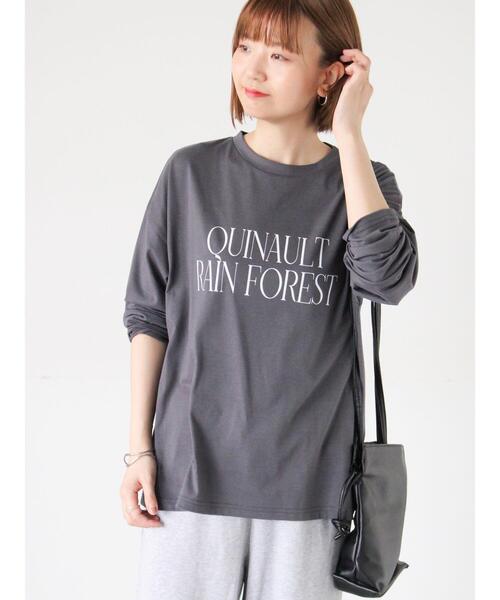 Lugnoncure（ルノンキュール）の「プリントアソートロングTシャツ（Tシャツ/カットソー・レディース・オフホワイト/シルバー/チャコールグレー/グレー・F）」の2枚目の写真