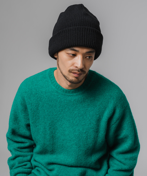 EDIFICE（エディフィス）の「KIJIMA TAKAYUKI (キジマ タカユキ) 別注  LONG BEANIE（ニットキャップ/ビーニー・メンズ・ダークグリーン/ブラック/ベージュ/オレンジ・FREE）」の5枚目の写真
