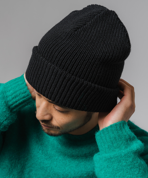 EDIFICE（エディフィス）の「KIJIMA TAKAYUKI (キジマ タカユキ) 別注  LONG BEANIE（ニットキャップ/ビーニー・メンズ・ダークグリーン/ブラック/ベージュ/オレンジ・FREE）」の8枚目の写真