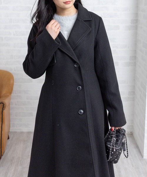 CLEAR BASIC（クリアベーシック）の「フェイクウールウエストシェイプチェスターロングコート[大人 フェミニン 上品]≪AW新作≫（その他アウター・レディース・チャコールグレー/ブラック・F）」の7枚目の写真