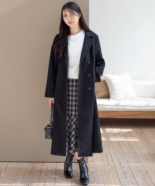CLEAR BASIC（クリアベーシック）の「フェイクウールウエストシェイプチェスターロングコート[大人 フェミニン 上品]≪AW新作≫（その他アウター・レディース・チャコールグレー/ブラック・F）」の18枚目の写真