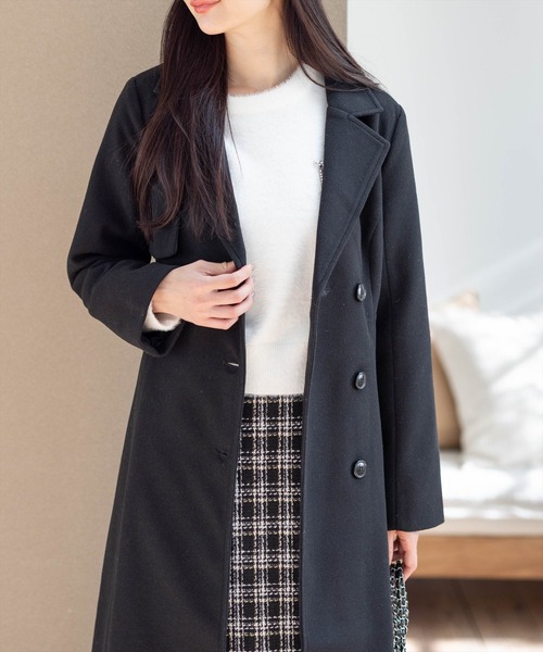 CLEAR BASIC（クリアベーシック）の「フェイクウールウエストシェイプチェスターロングコート[大人 フェミニン 上品]≪AW新作≫（その他アウター・レディース・チャコールグレー/ブラック・F）」の17枚目の写真
