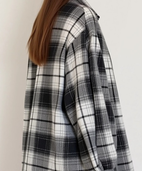 cammie(キャミー)の「チェック格子シャツ(シャツ/ブラウス・レディース・ホワイト/ブラウン/ブルー/ベージュ・F)」の6枚目の写真