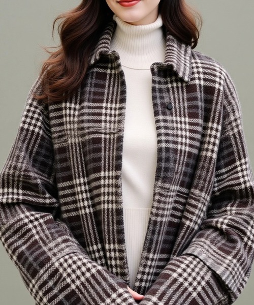 cammie(キャミー)の「チェック格子シャツ(シャツ/ブラウス・レディース・ホワイト/ブラウン/ブルー/ベージュ・F)」の13枚目の写真