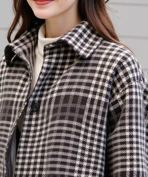 cammie(キャミー)の「チェック格子シャツ(シャツ/ブラウス・レディース・ホワイト/ブラウン/ブルー/ベージュ・F)」の12枚目の写真