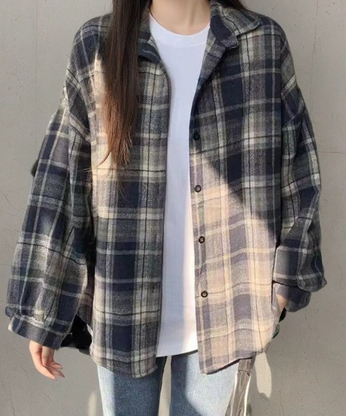 cammie(キャミー)の「チェック格子シャツ(シャツ/ブラウス・レディース・ホワイト/ブラウン/ブルー/ベージュ・F)」の20枚目の写真