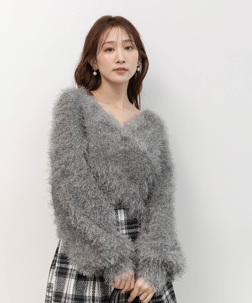 ラメシャギーカシュクールニット（ニット/セーター）｜RANDA（ランダ