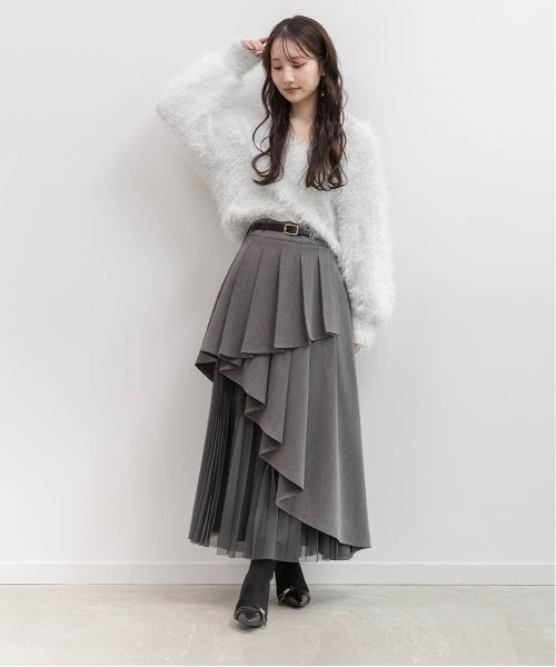 RANDA(ランダ)の「ラメシャギーカシュクールニット(ニット/セーター・レディース・グレー/ピンク/ホワイト/ベージュ・FREE)」の6枚目の写真