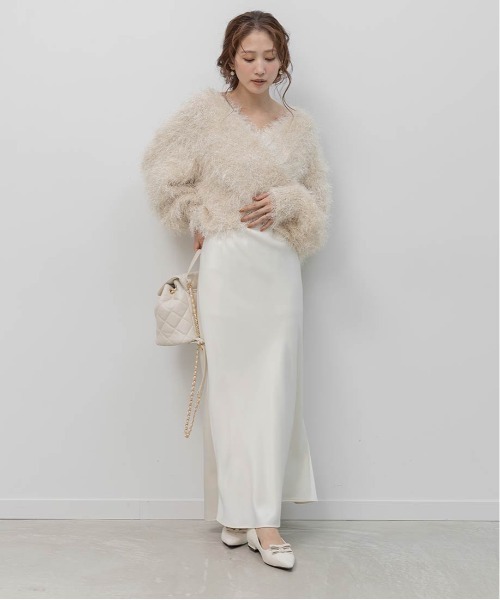 RANDA(ランダ)の「ラメシャギーカシュクールニット(ニット/セーター・レディース・グレー/ピンク/ホワイト/ベージュ・FREE)」の10枚目の写真