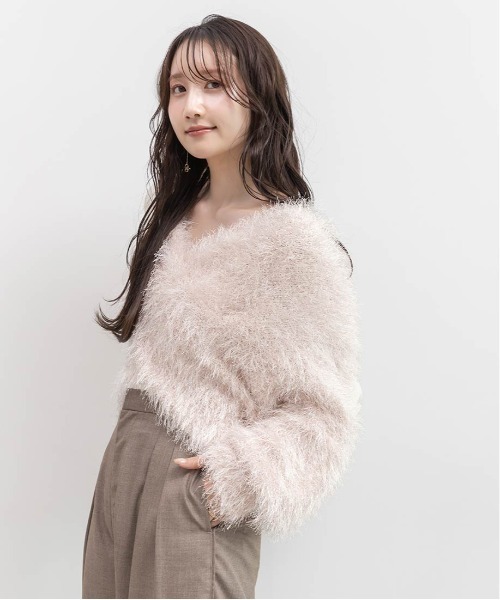 RANDA(ランダ)の「ラメシャギーカシュクールニット(ニット/セーター・レディース・グレー/ピンク/ホワイト/ベージュ・FREE)」の13枚目の写真