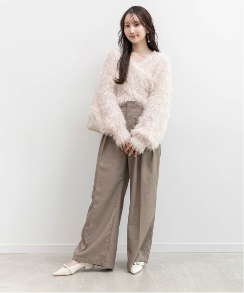 RANDA(ランダ)の「ラメシャギーカシュクールニット(ニット/セーター・レディース・グレー/ピンク/ホワイト/ベージュ・FREE)」の14枚目の写真