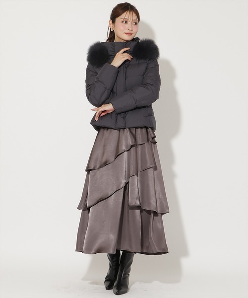 AND COUTURE(アンドクチュール)の「FOXファー付きプレミアムショートダウン(ダウンジャケット/コート・レディース・ベージュ/ピンク/チャコールグレー・FREE)」の9枚目の写真