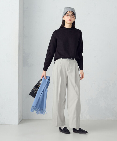 COMME CA ISM(コムサイズム)の「フラノ調 タック ワイドパンツ(その他パンツ・レディース・ライトグレー/チャコール・MEDIUM/X-SMALL/X-LARGE/LARGE/SMALL)」の3枚目の写真