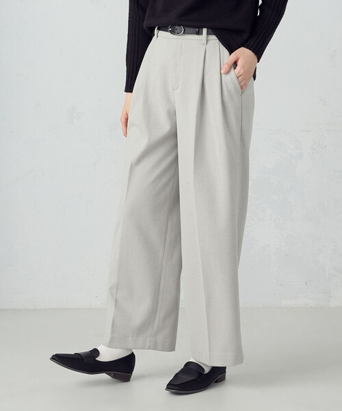 COMME CA ISM(コムサイズム)の「フラノ調 タック ワイドパンツ(その他パンツ・レディース・ライトグレー/チャコール・MEDIUM/X-SMALL/X-LARGE/LARGE/SMALL)」の5枚目の写真
