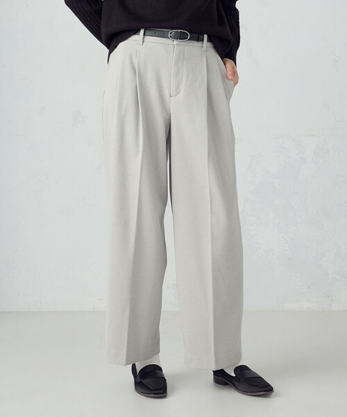 COMME CA ISM(コムサイズム)の「フラノ調 タック ワイドパンツ(その他パンツ・レディース・ライトグレー/チャコール・MEDIUM/X-SMALL/X-LARGE/LARGE/SMALL)」の6枚目の写真