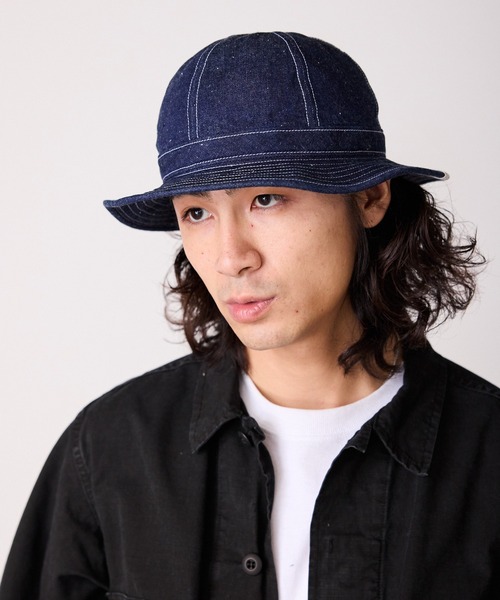 schott（ショット）の「Schott/ショット DENIM METORO HAT ブランドラベル コットンハット（ハット・メンズ・ブルー/ネイビー・58cm）」の4枚目の写真
