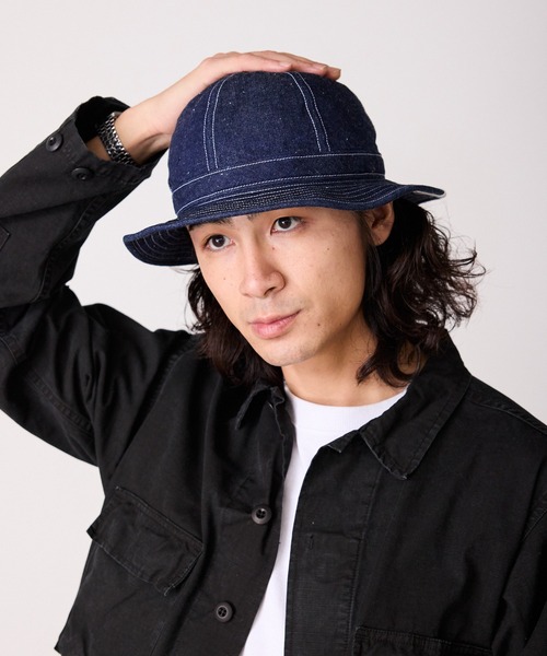 schott（ショット）の「Schott/ショット DENIM METORO HAT ブランドラベル コットンハット（ハット・メンズ・ブルー/ネイビー・58cm）」の6枚目の写真