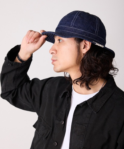 schott（ショット）の「Schott/ショット DENIM METORO HAT ブランドラベル コットンハット（ハット・メンズ・ブルー/ネイビー・58cm）」の8枚目の写真
