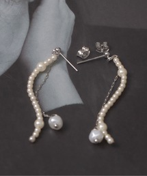 【Peony/ピオニー】/パール×チェーン ミドルロングピアス