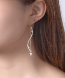 【Peony/ピオニー】/パール×チェーン ミドルロングピアス