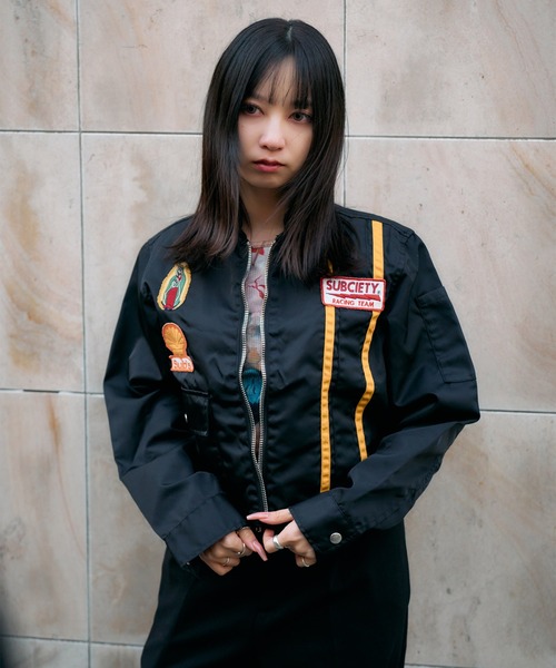 Subciety(サブサエティ)の「【WOMEN】Racing jkt(ナイロンジャケット・レディース・ブラック/オフホワイト・FREE)」の1枚目の写真