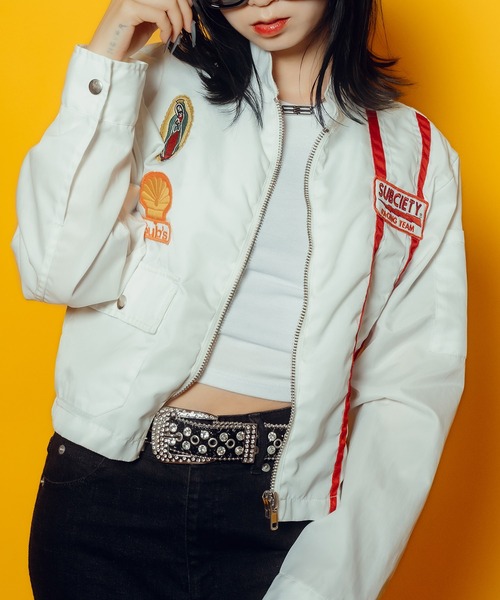 Subciety(サブサエティ)の「【WOMEN】Racing jkt(ナイロンジャケット・レディース・ブラック/オフホワイト・FREE)」の3枚目の写真