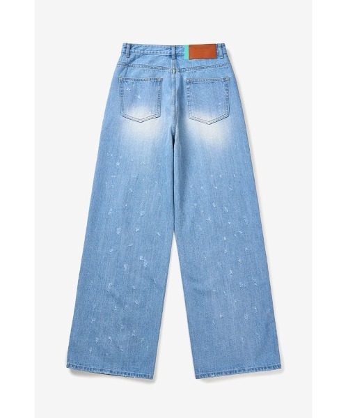 InstantFunk(インスタントファンク)の「【INSTANTFUNK】ダメージ ワイドパンツ(デニムパンツ・レディース・ブルー/ピンク・SMALL/MEDIUM)」の3枚目の写真