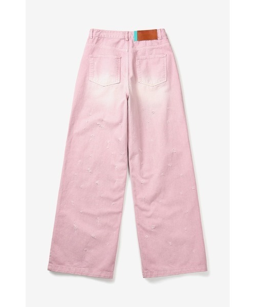 InstantFunk(インスタントファンク)の「【INSTANTFUNK】ダメージ ワイドパンツ(デニムパンツ・レディース・ブルー/ピンク・SMALL/MEDIUM)」の4枚目の写真