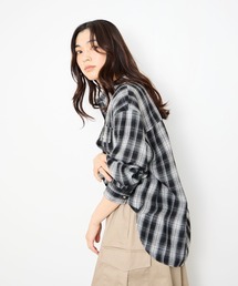 Idnes チェックネルレギュラーカラーシャツ