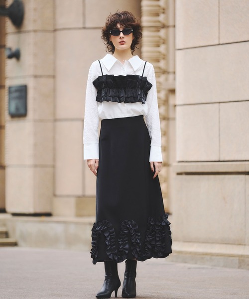 ARVELLIA（アルベリア）の「RUFFLE WAVE SKIRT（スカート・レディース・ダークグレー/ブラック・M）」の5枚目の写真