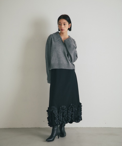 ARVELLIA（アルベリア）の「RUFFLE WAVE SKIRT（スカート・レディース・ダークグレー/ブラック・M）」の11枚目の写真