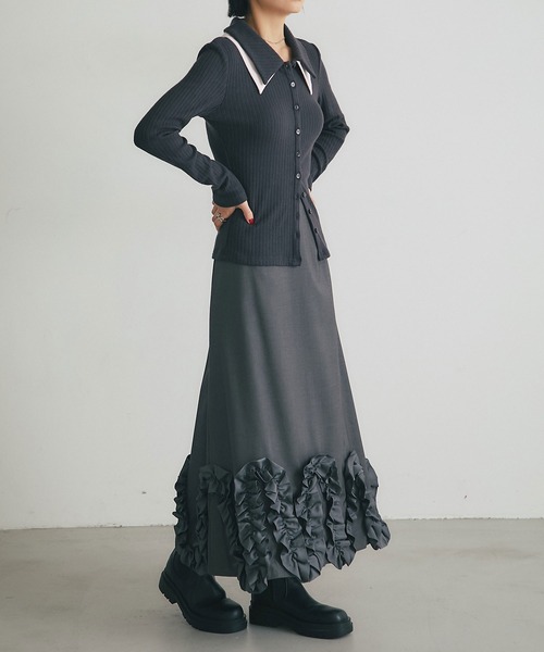 ARVELLIA（アルベリア）の「RUFFLE WAVE SKIRT（スカート・レディース・ダークグレー/ブラック・M）」の14枚目の写真
