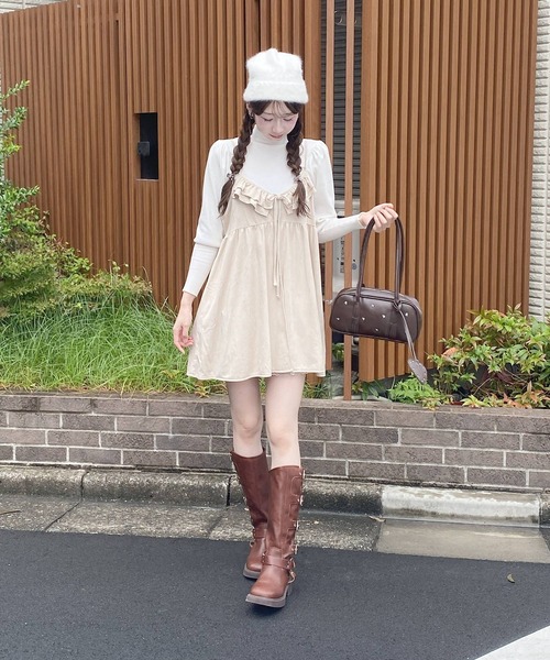 frunco（フランコ）の「スエードキャミワンピース（ワンピース・レディース・ライトベージュ/キャメル/ブラウン・FREE）」の6枚目の写真