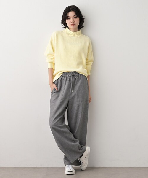 セール】【セットアップ可/ウエスト総ゴム】ツイードライクワイド