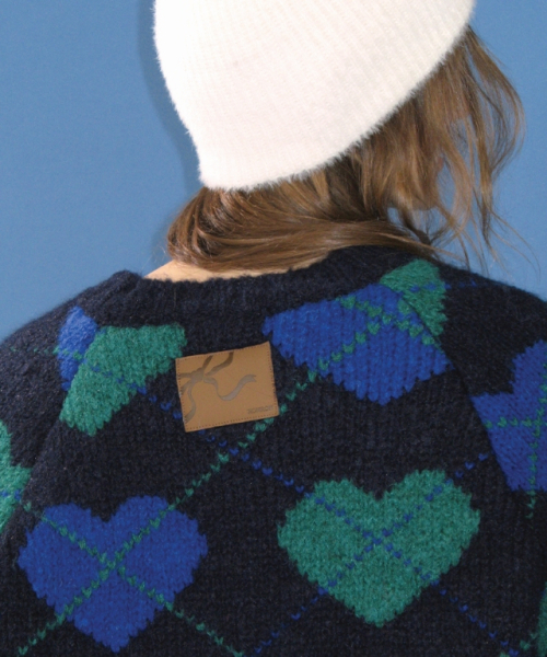 RONRON（ロンロン）の「HEART ARGYLE HEAVY CROP KNIT NAVY（ニット/セーター・レディース・その他・FREE）」の5枚目の写真