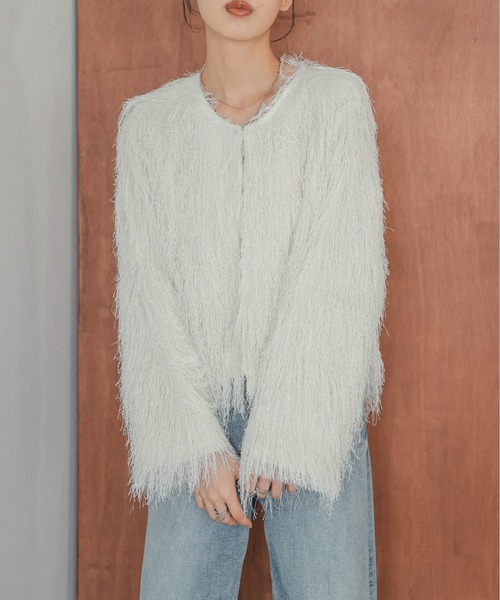 AMELY(エミリー)の「フリンジジャケット(その他アウター・レディース・ブラック/グレー/オフホワイト/ブラウン・フリー)」の9枚目の写真