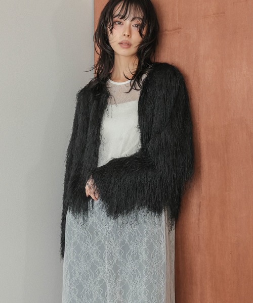 AMELY(エミリー)の「フリンジジャケット(その他アウター・レディース・ブラック/グレー/オフホワイト/ブラウン・フリー)」の12枚目の写真